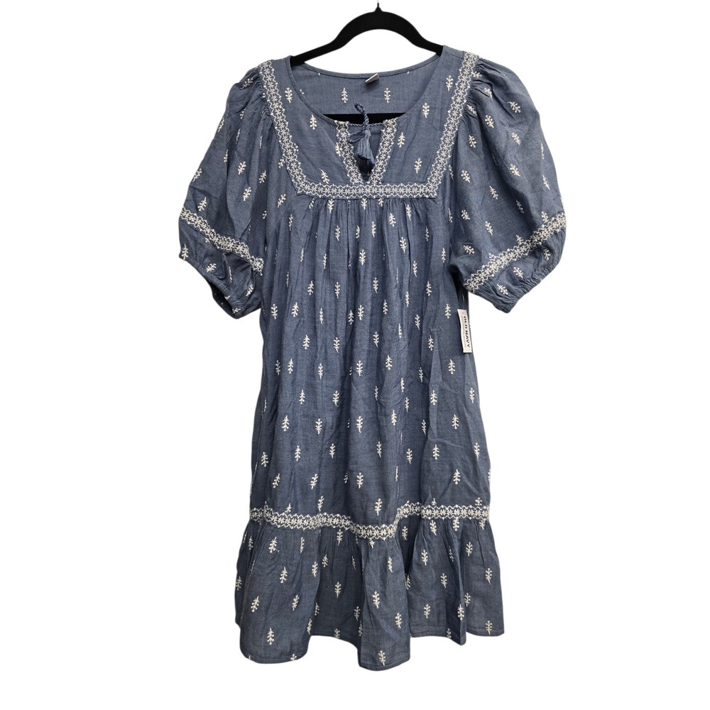 NWT Old Navy Embroidered Mini Dress S Cottagecore Boho Prairie Folk Coastal girl